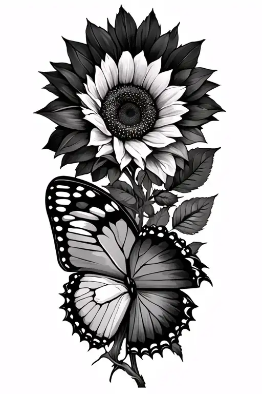 Sunflowers And Roses Butterfly
