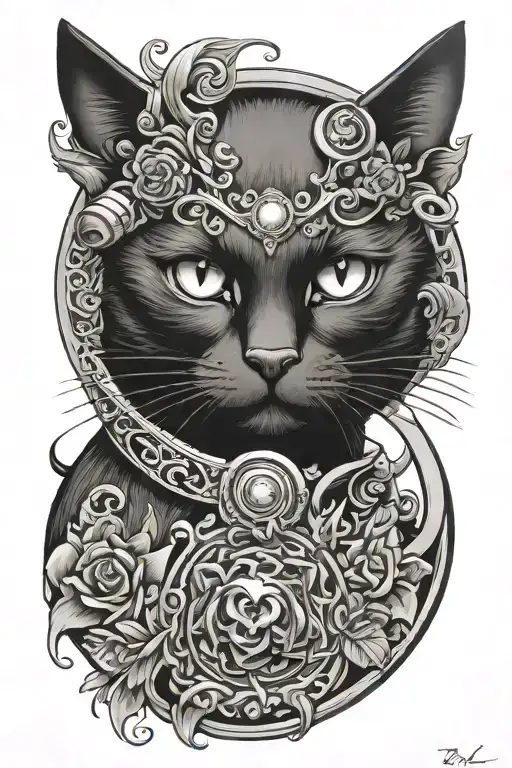 Black Cat With Halo Ring