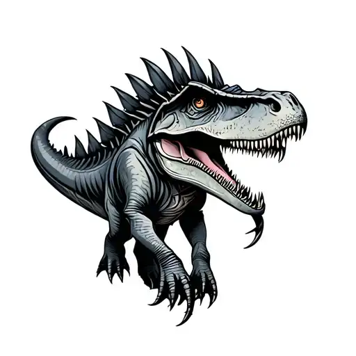 Gothic Style Black And Grey Dinosaur