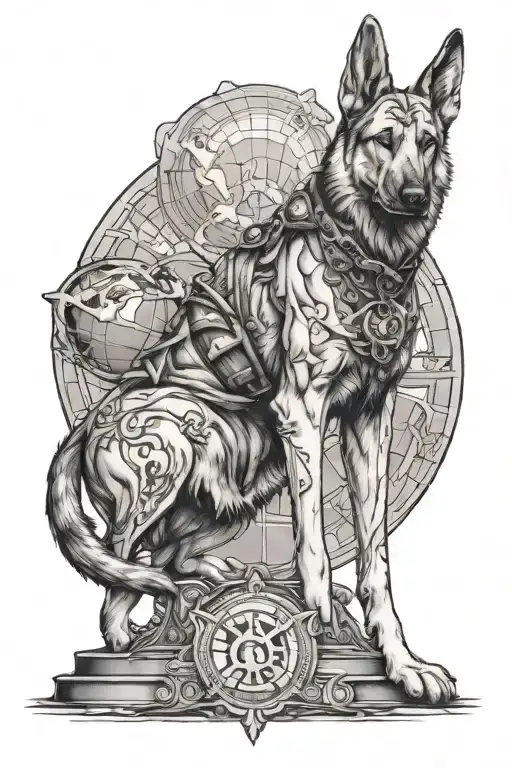 Atlas The Titan Holding The World German Shepherd