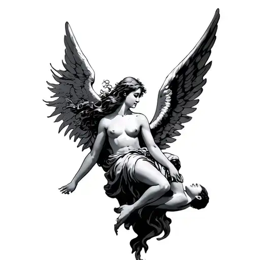 Female Angel Saving Falling Man