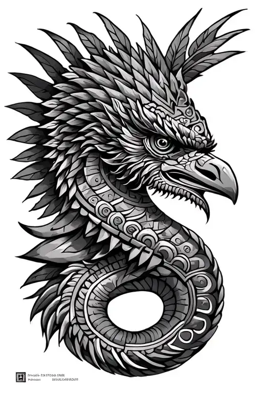 Aztec Quetzalcoatl Sleeve Tattoo Design