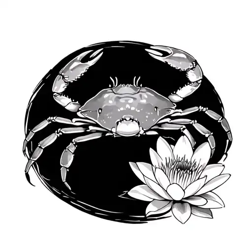 Zodiac Crab With Water Lilies