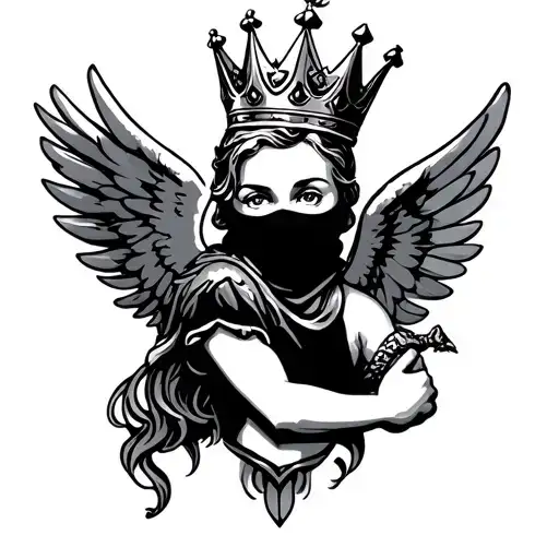 Cupid Wearing A Ski Mask And A Crown