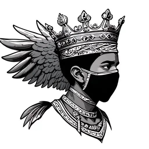 A African Cupid Wearing A Ski Mask And A Crown