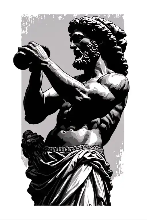 Greek Statue Standing And Drinking