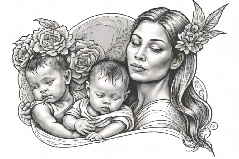 Mother With 2 Babies