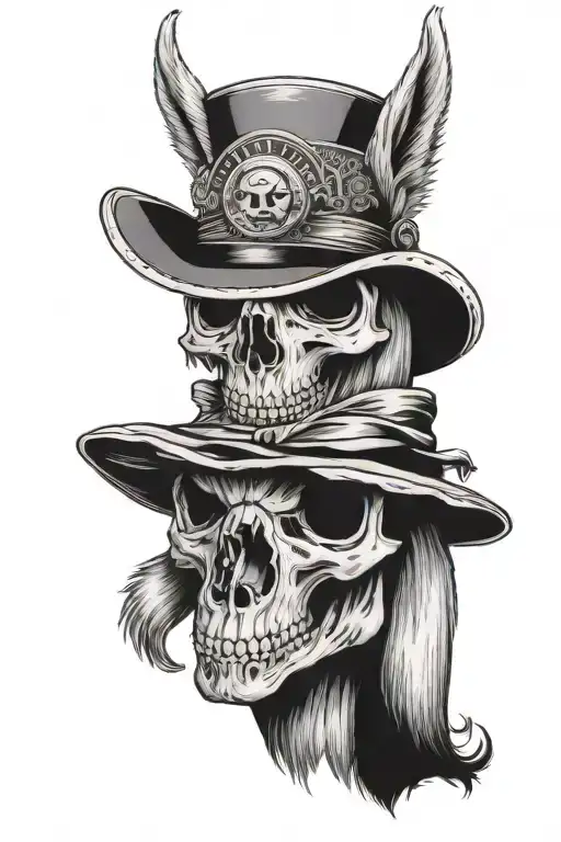 Skull And Llama Wearing A Hat