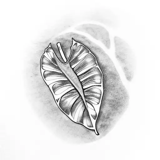 A Monstera Leaf Transforming Into A Majestic Mountain Range