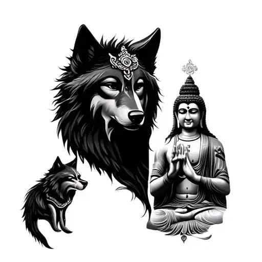 Lord Shiva And Budha Half Wolf