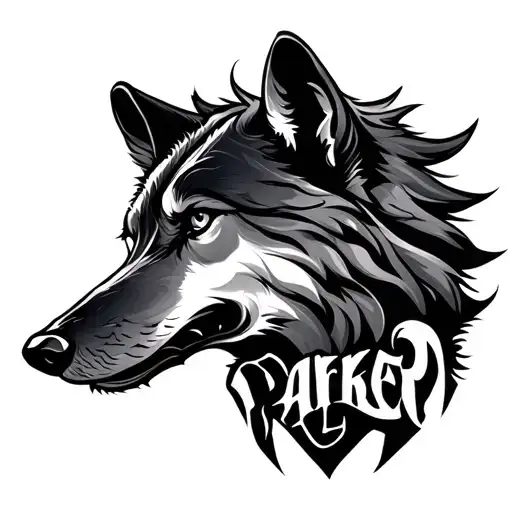 Daughters Name Parker Intwined With A Wolf Howling