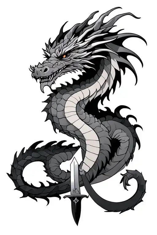 Dragon Around A Knife Surrounded