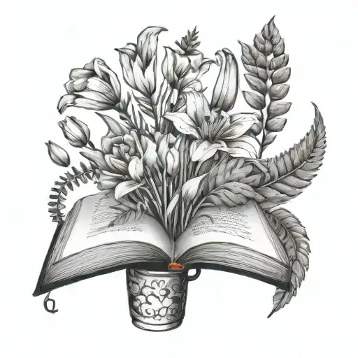 Book With Ferns And Tulips