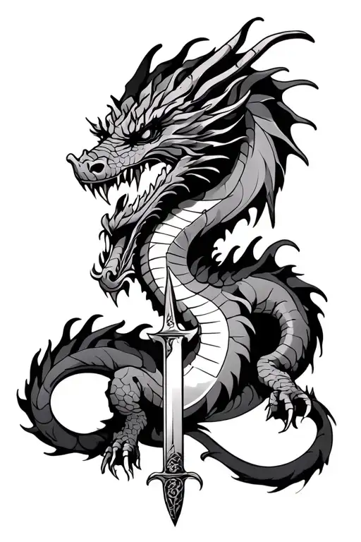 Dragon Around A Knife Surrounded