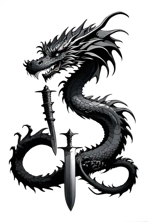 Dragon Around A Knife Surrounded