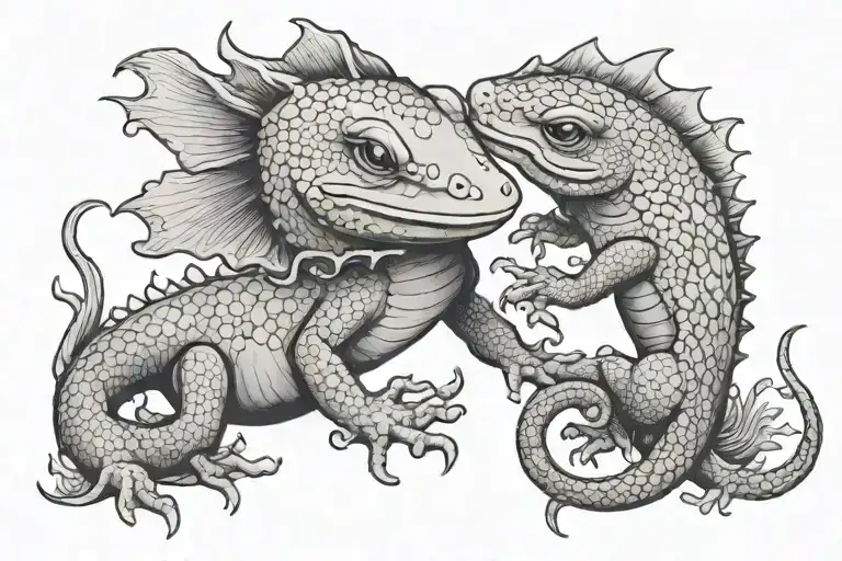 Salamander And Axolotl Love Couple