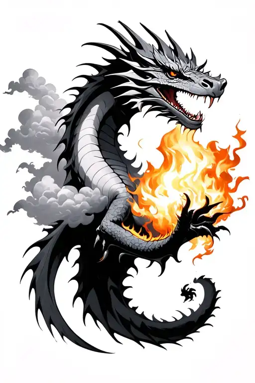 Clouds And A Dragon Breathing Fire