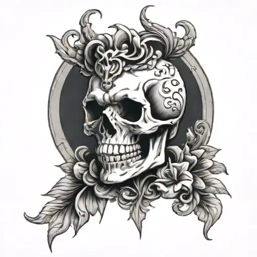 Skull Tattoo Design Featuring