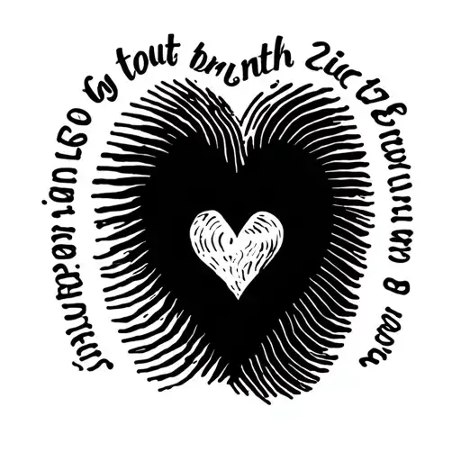 Fingerprint Heart With Name And Date Of Birth Around The Outside