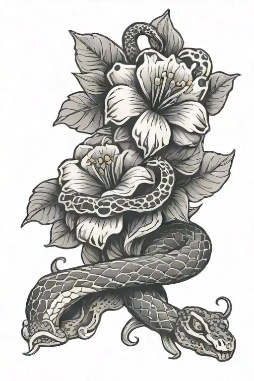 Flowers With A Snake Wrapped