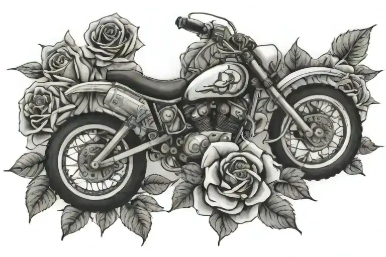 Dirtbike With Rose Intertwined