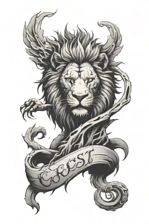Spine Tattoo That Says And Then The Lion Fell In Love With A Gost