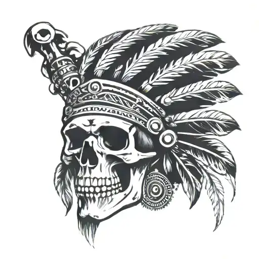 Skull In Indian Headress With The Quote Keep The Hammer Swinging
