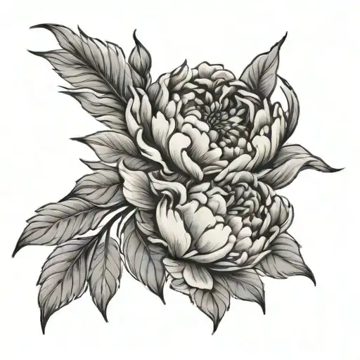 Peonies With Letter N And Breast Cancer Symbol