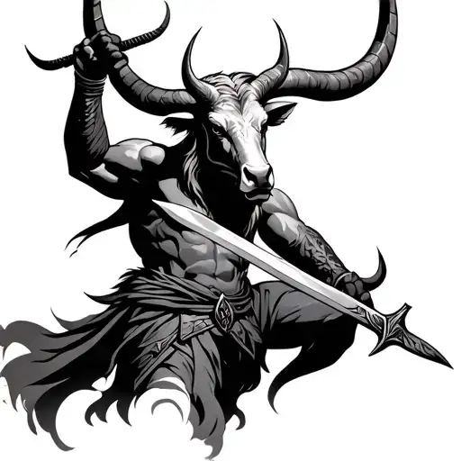 Taurus Warrior Wielding A Sword