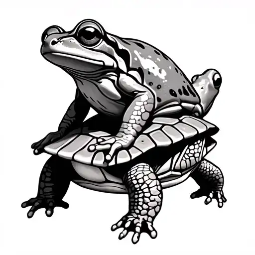 Frog Sitting On A Turtles Outline