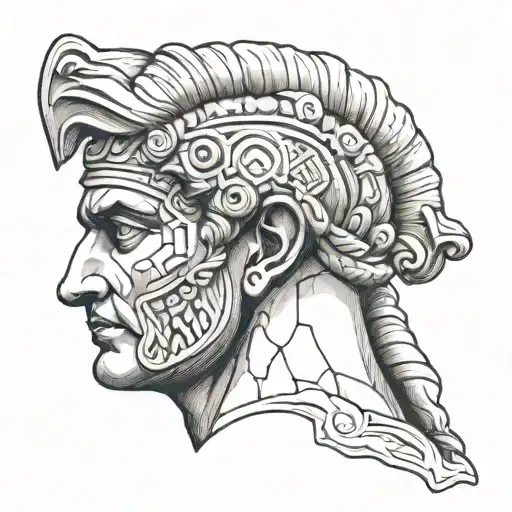 Roman Greek Statute Face With Cracked On Left Side