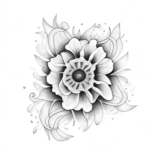 Blackwork Flowers On Fire