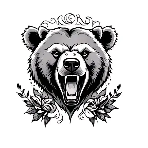 Traditional Roaring Bear Head