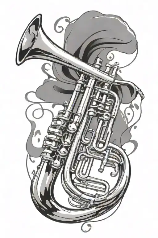 Trumpet Blowing Out Musical Notes