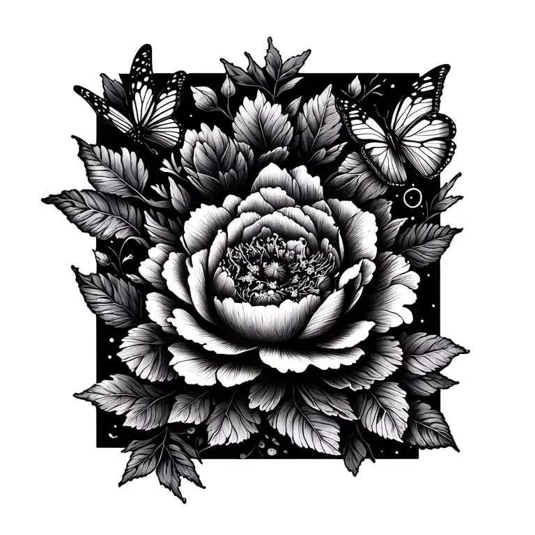 Little Stitch And Peonies And Butterflies And Leafs