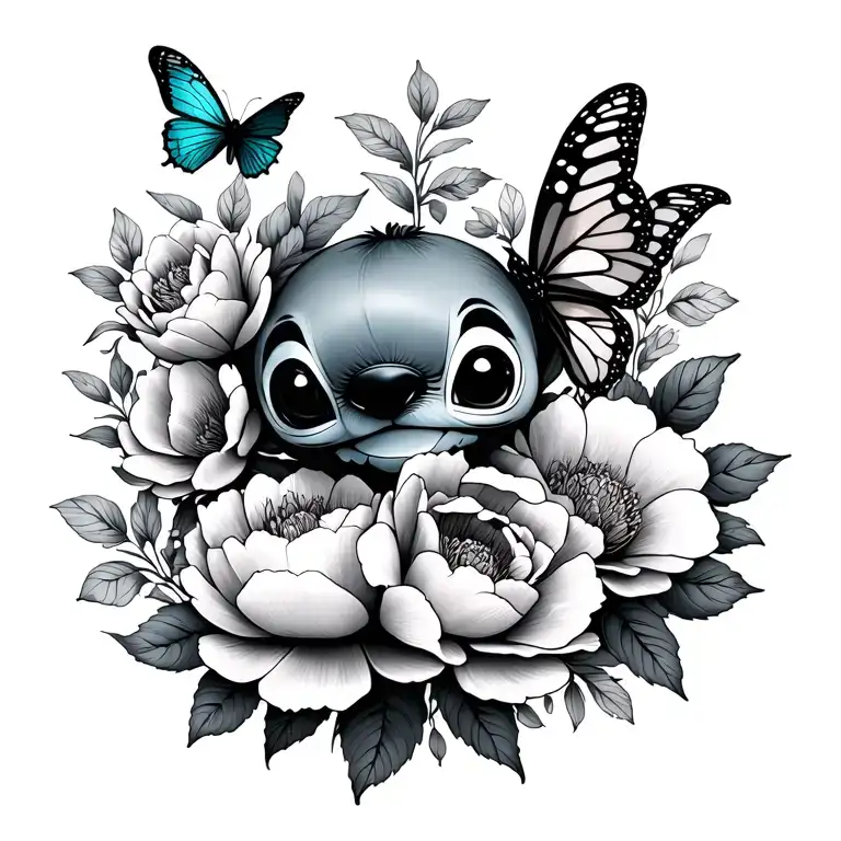 Little Stitch And Peonies And Butterfly