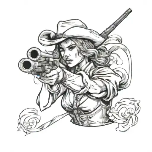 Female Gunslinger With Gu