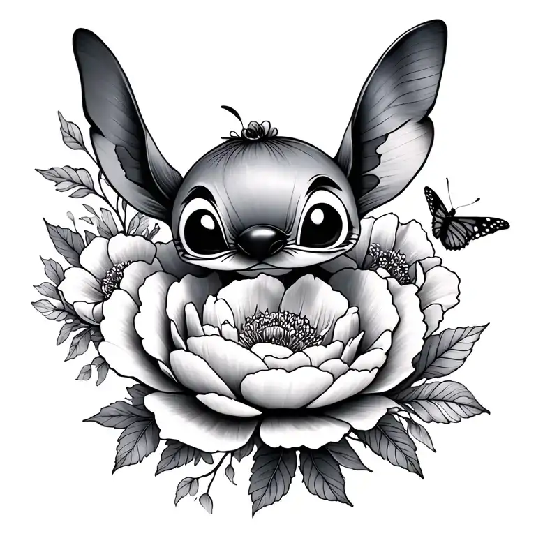 Little Stitch And Peonies And Butterfly