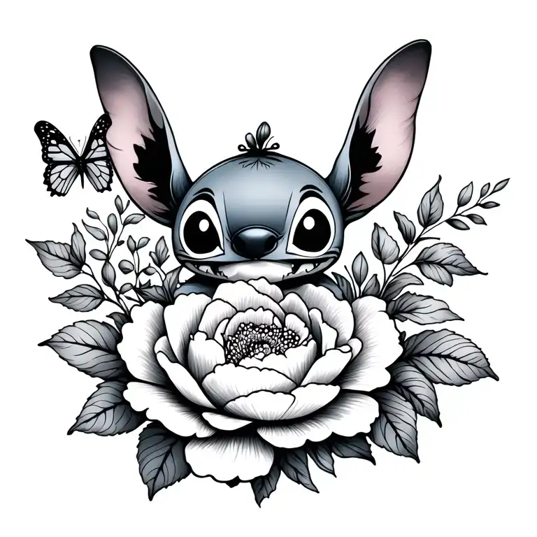 Little Stitch And Peonies And Butterfly