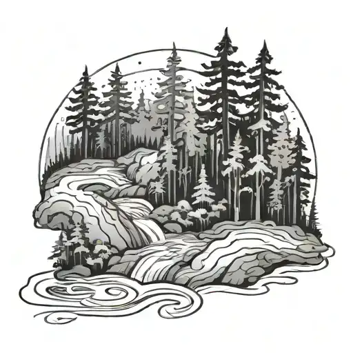 A Forest With A River That Goes Upwards