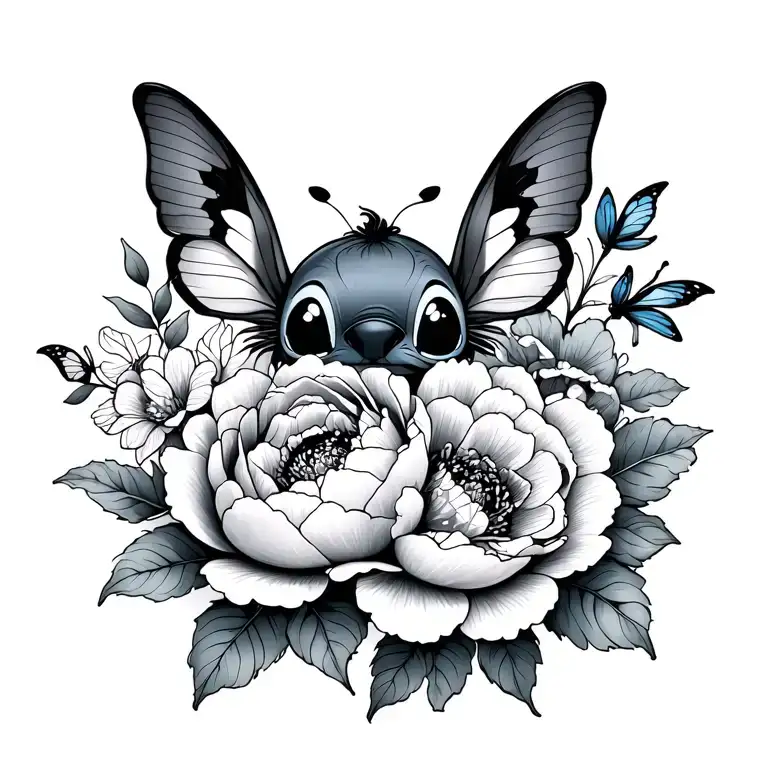 Little Stitch And Peonies And Butterfly