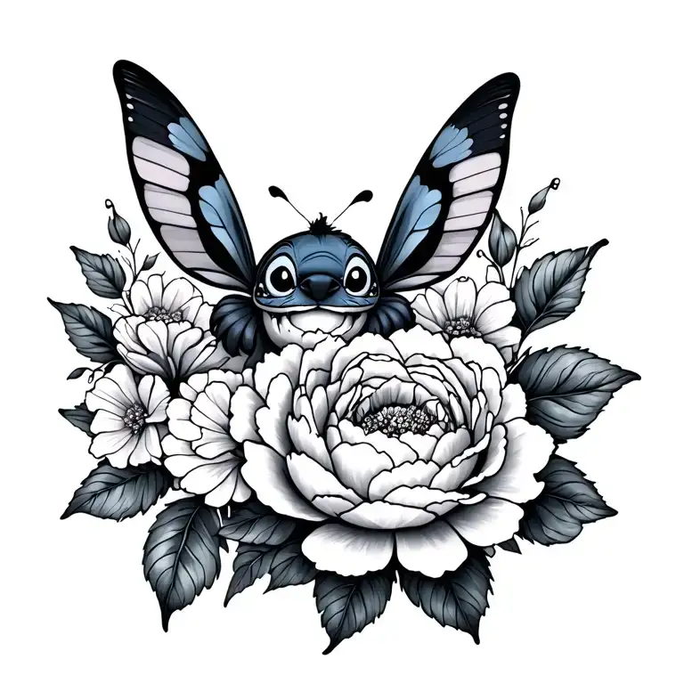 Little Stitch And Peonies And Butterfly