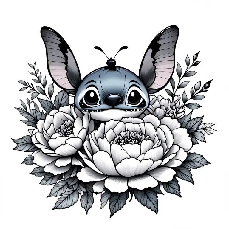 Little Stitch And Peonies And Butterfly