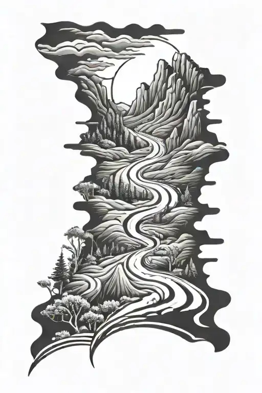 Winding Road Up To Mountain