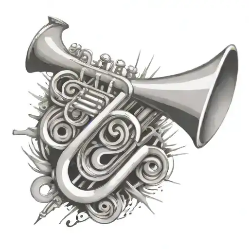 A Trumpet Intertwined With Piano Keys