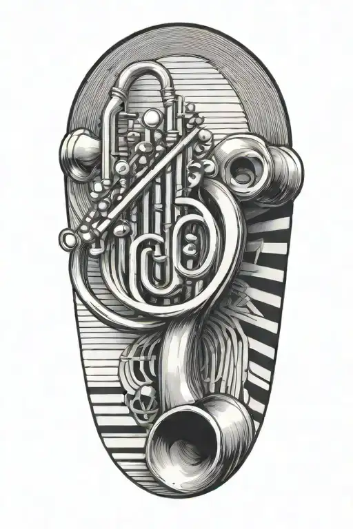 A Trumpet Intertwined With Piano Keys