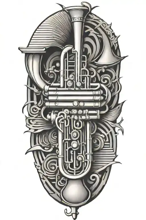 A Trumpet Intertwined With Piano Keys