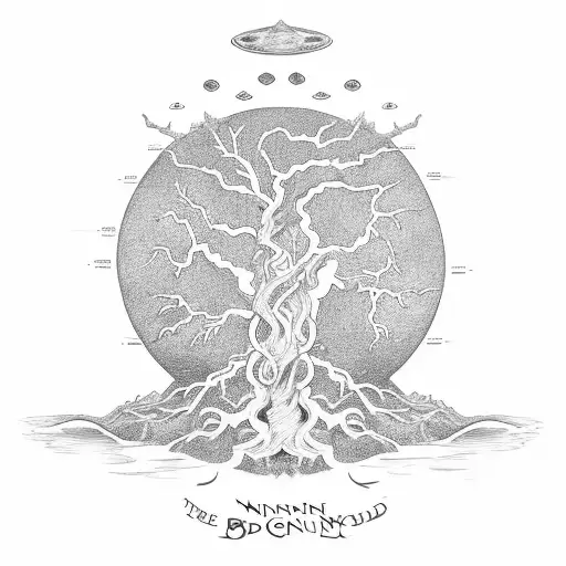 Yggdrasil With The Nine Worlds On The Back