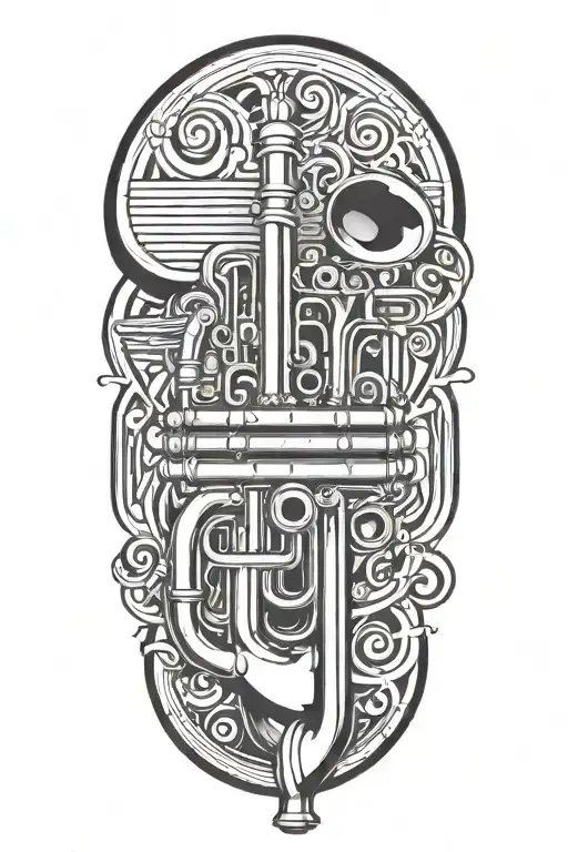 A Trumpet Intertwined With Piano Keys
