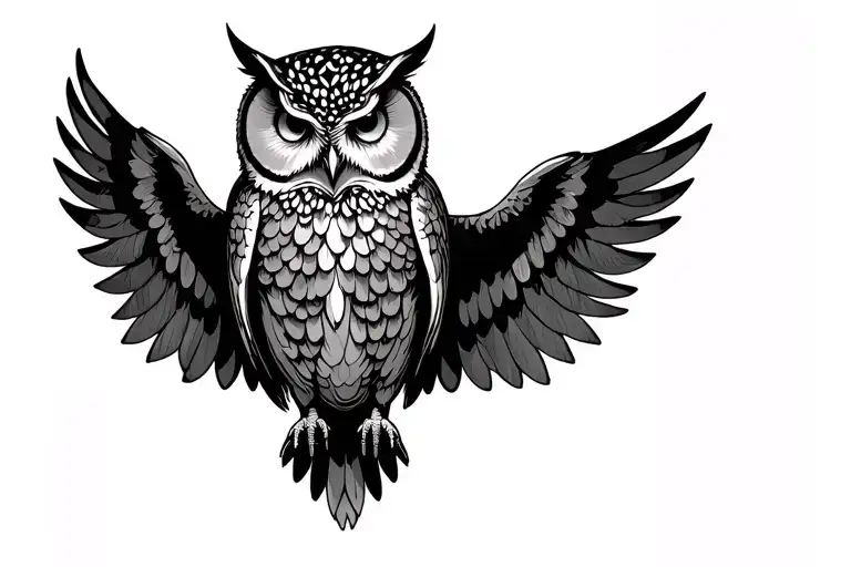 Fine Line Owl Wings Spread For The Forearm